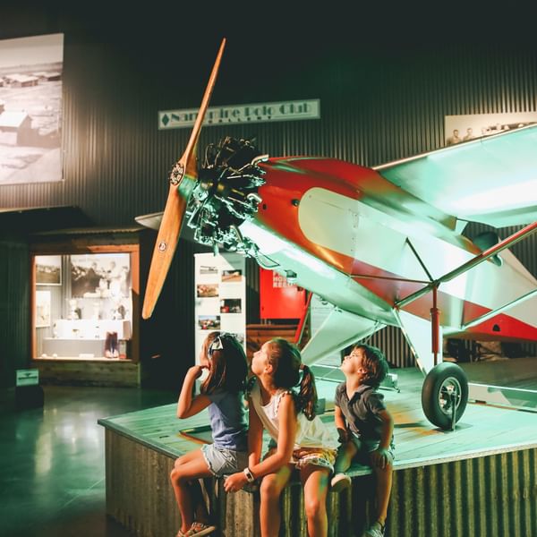 Kids checking out the exhibits at the Narromine Aviation Museum