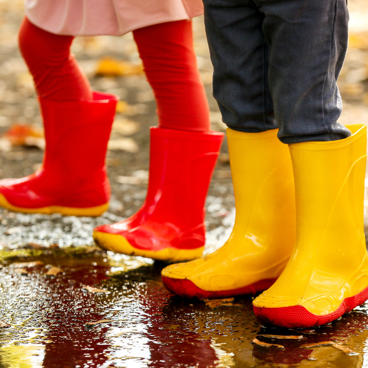 Kids in rain boots